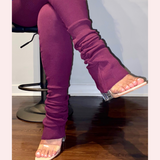 Ribbed Pants - Burgundy