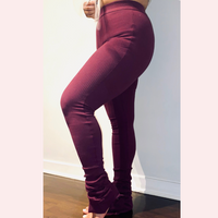 Ribbed Pants - Burgundy